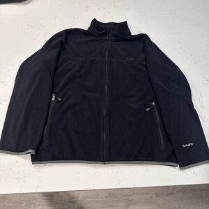 LL Bean Polartec Full Zip Black Fleece Mens Size Lg Jacket